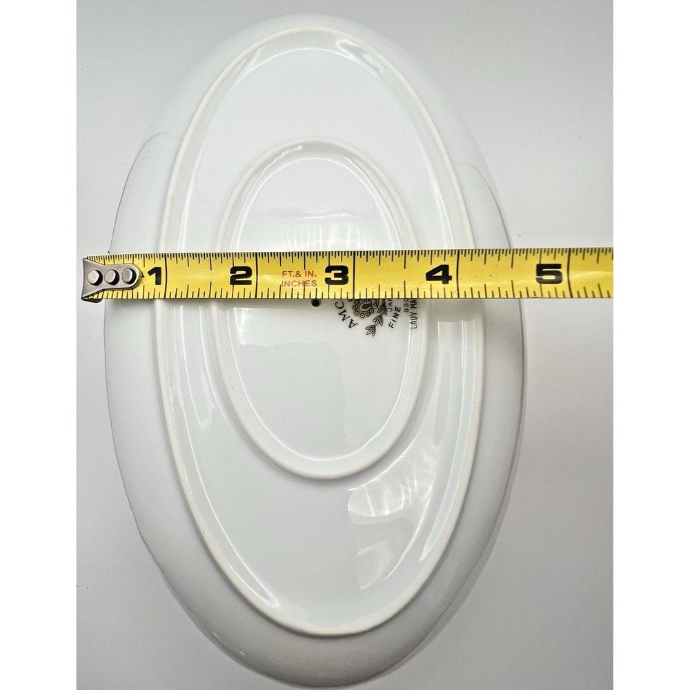 Gravy Boat Amcrest Lady Margaret Attached Underplate Fine China Platinum Japan - Picture 10 of 11